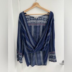 LF Blouse Dark Blue Wrap Top